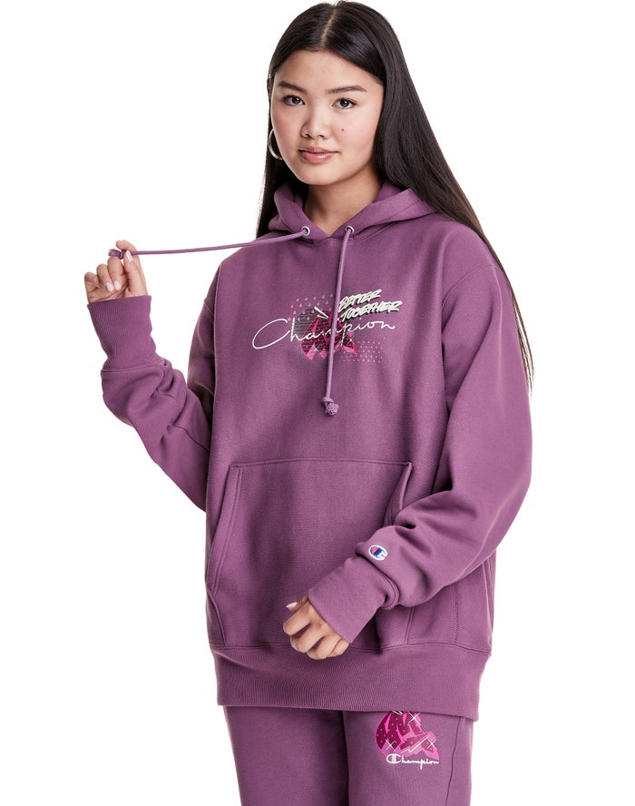 Sudadera Con Capucha Champion Mujer - Merlot Artist Series Reverse Weave Boyfriend Better Together (